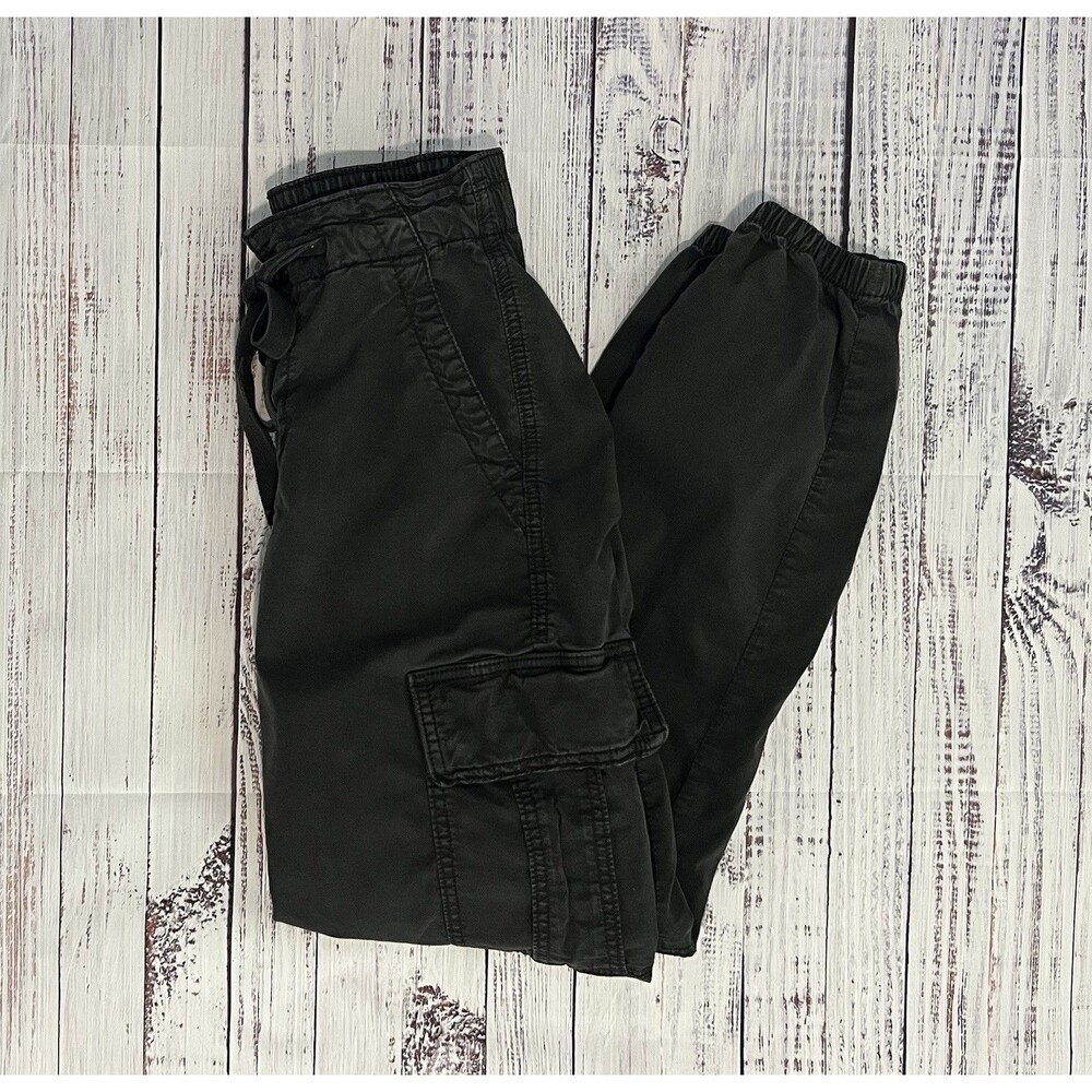 American Eagle Stretch Twill High Rise Cargo Jogger Pants Washed Black 00